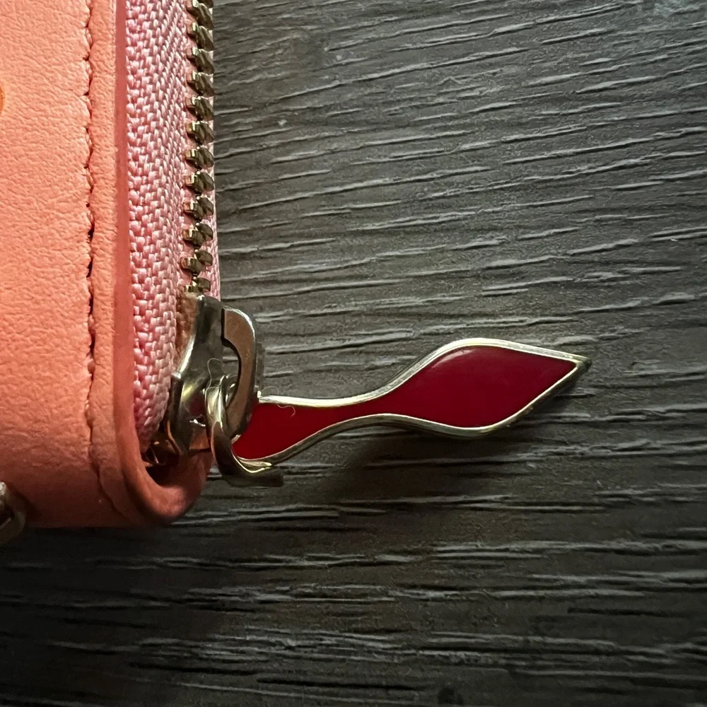 Christian Louboutin Pink Leather Studded Long Wallet Panettone - Picture 4 of 12